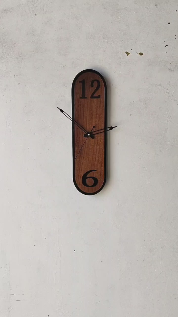 Vertical Designer Wooden Wall Clock (Modern Linear Style)
