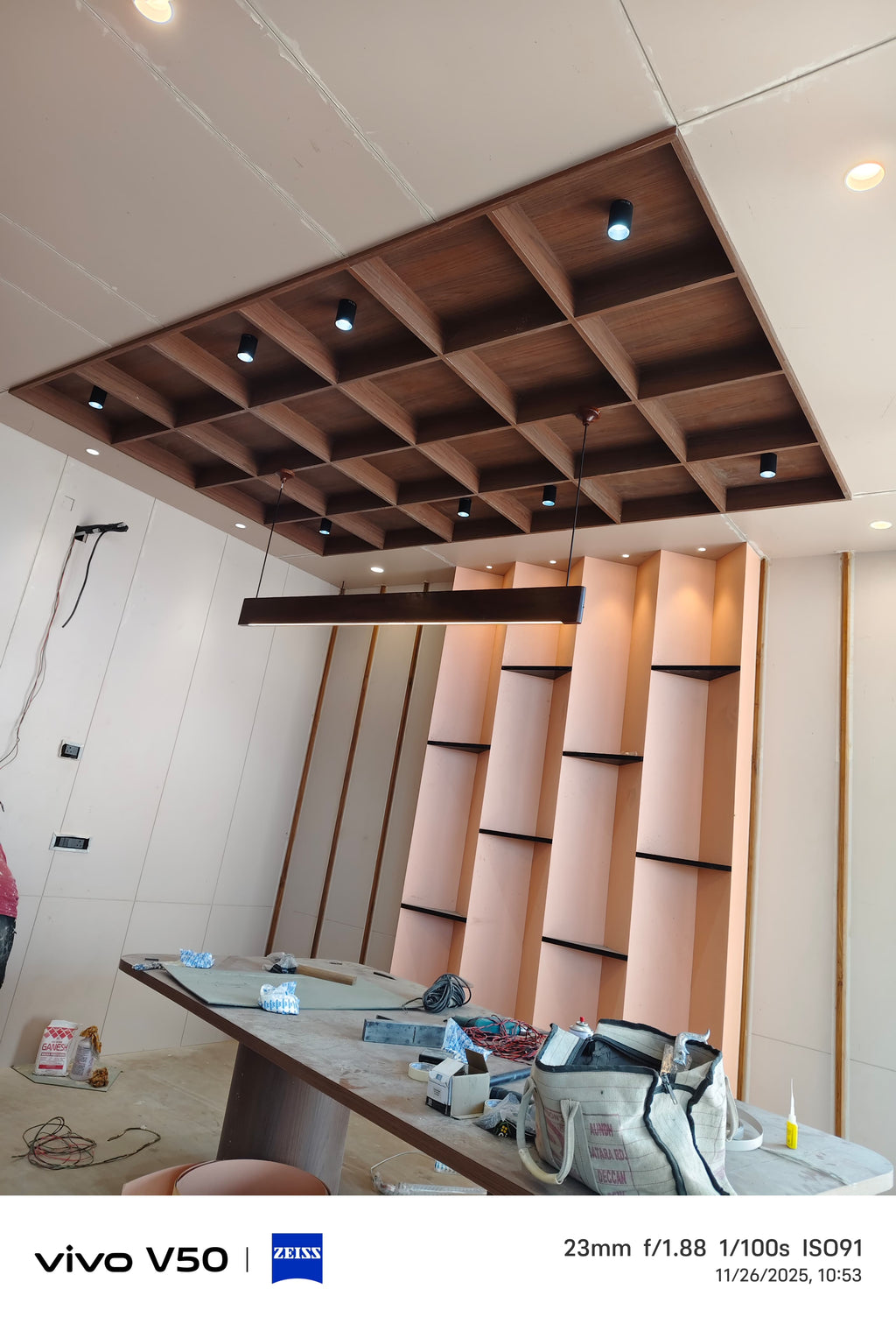 Brahma Teak Curve Linear Hanging Light