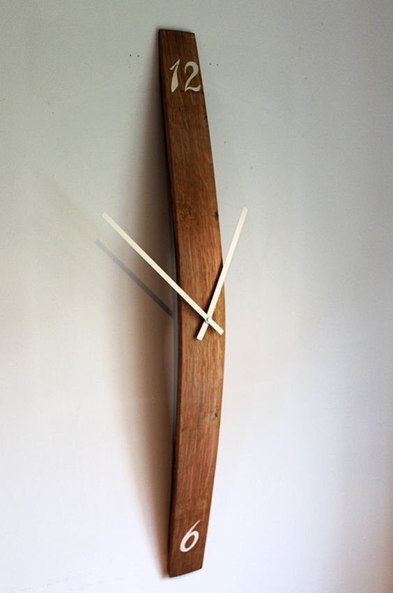 Curved Minimalist Vertical Wooden Wall Clock