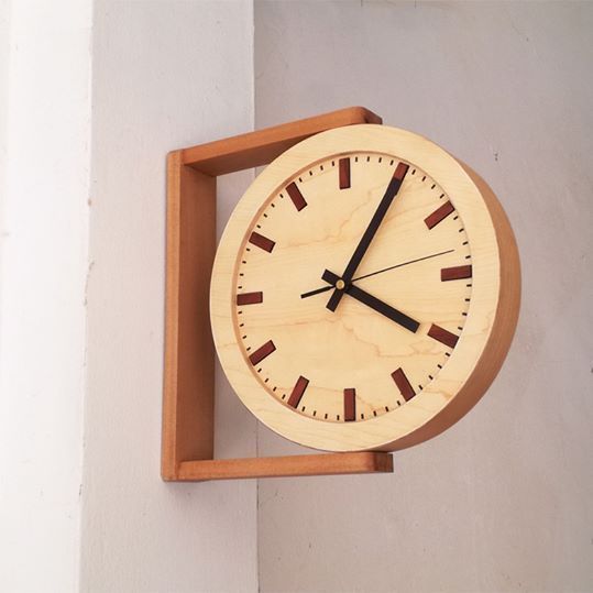 Dual-Sided Modern Wooden Wall Clock