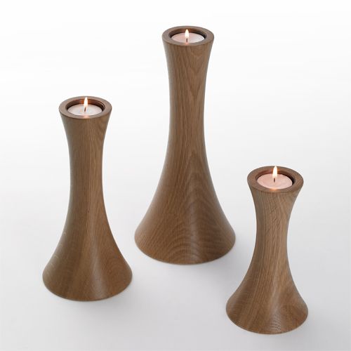 Elegant Curved Wooden Candle Stand Set (Set of 3)