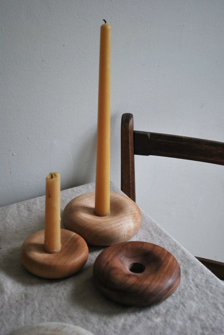 Wooden Donut Base Candle Stand Set (Set of 3)