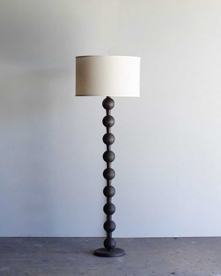 BCS Handcrafted Wooden Ball-Stack Floor Lamp