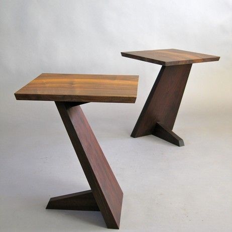 Z-Shaped Modern Wooden Side Table (Set of 2)