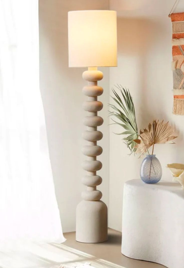 BCS Contemporary Bead-Form Wooden Floor Lamp