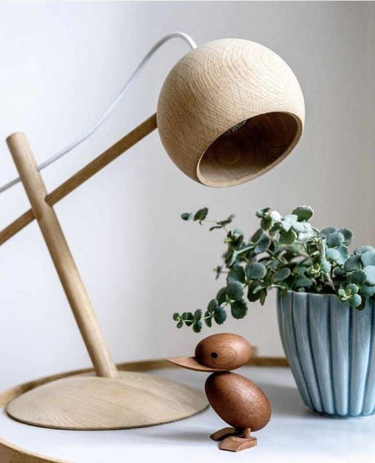 Brahma Teak Wooden Desk Lamp (Minimal Sphere Edition)