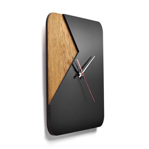 Dual Tone Modern Bramha Teak Wood & Black Wall Clock