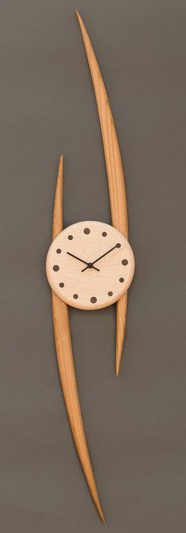 Artistic Curved Dual-Wing Wooden Wall Clock